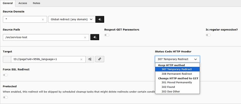 Manage redirects Manage redirects