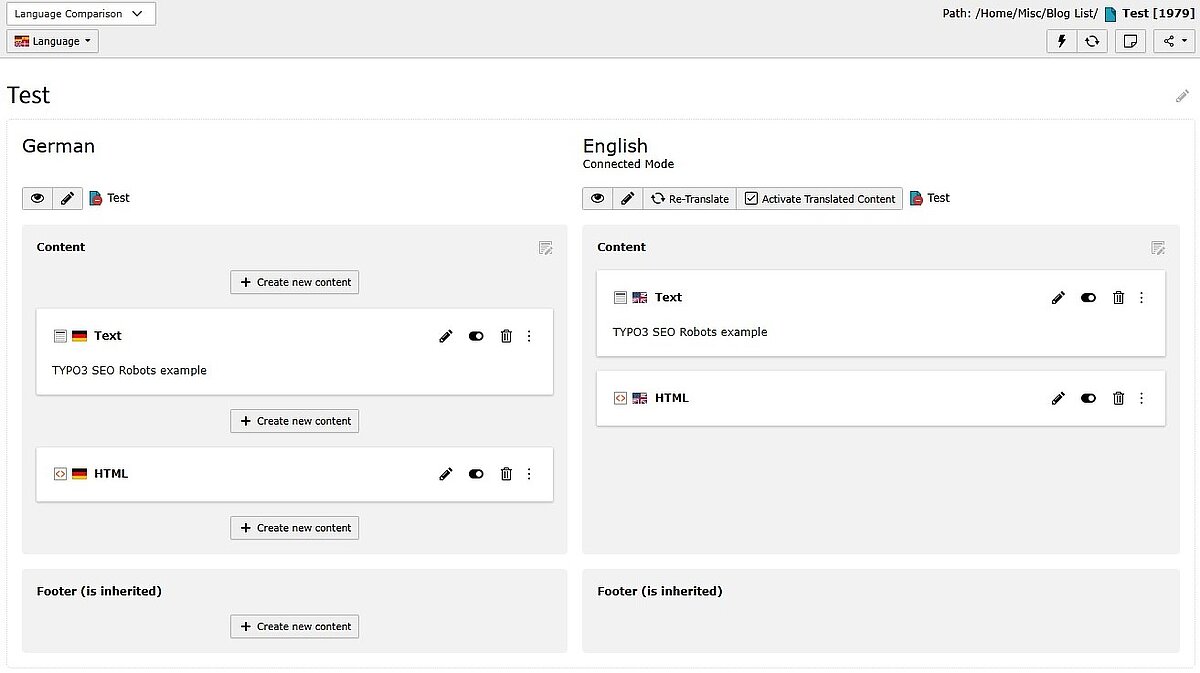 Language-specific settings