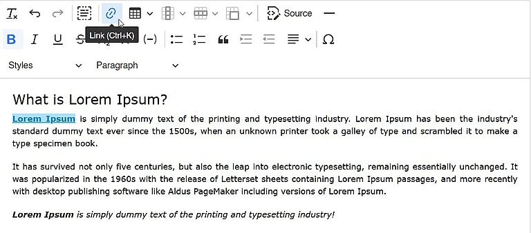 Creating link-RTE Creating link-RTE