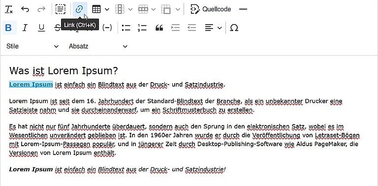 Link erstellen-RTE Link erstellen-RTE