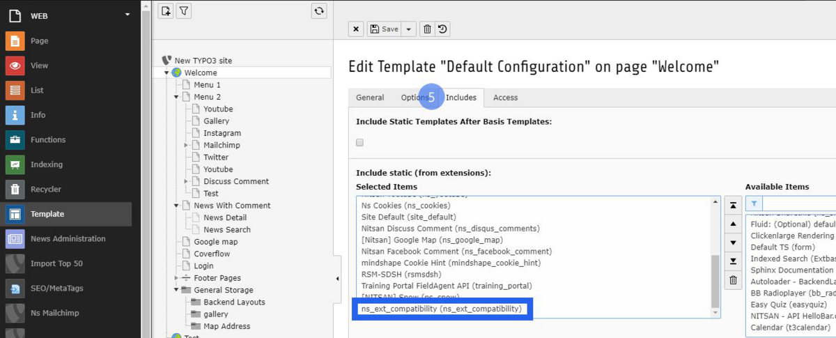 Add Includes tab ns_ext_compatibility