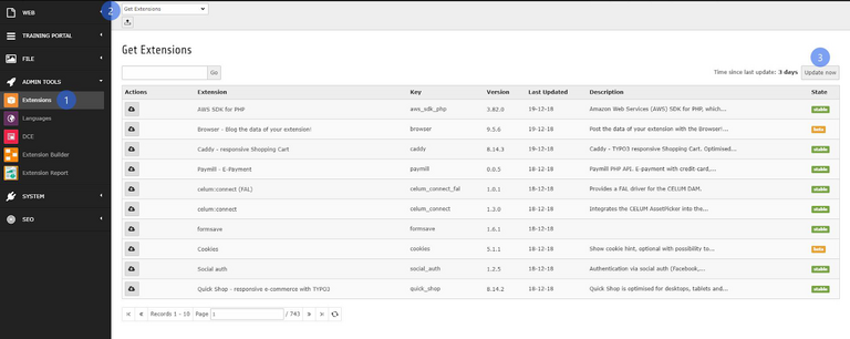 Extension Repository aktualisieren Extension Repository aktualisieren