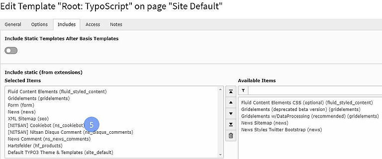 Switch to Includes tab and add Switch to Includes tab and add