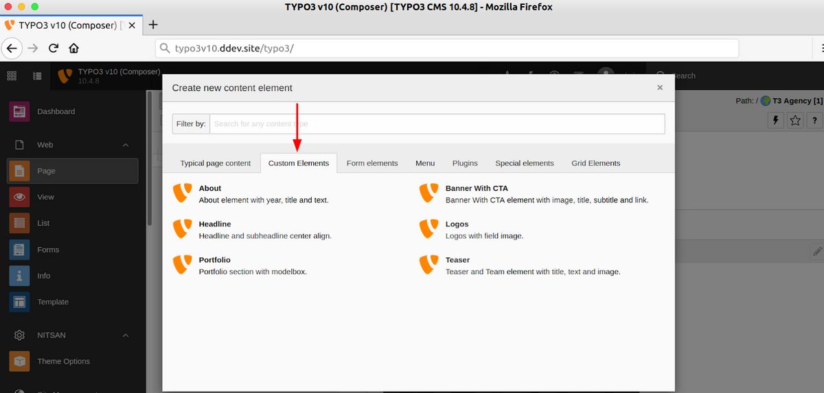 TYPO3 User-defined elements