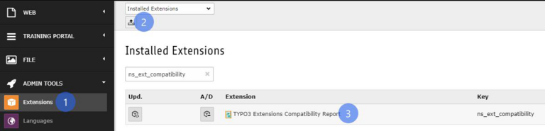 Backend-Ansicht nach der Plugin-Installation Backend-Ansicht nach der Plugin-Installation