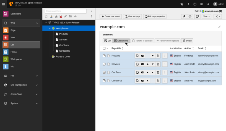 column in list view column in list view