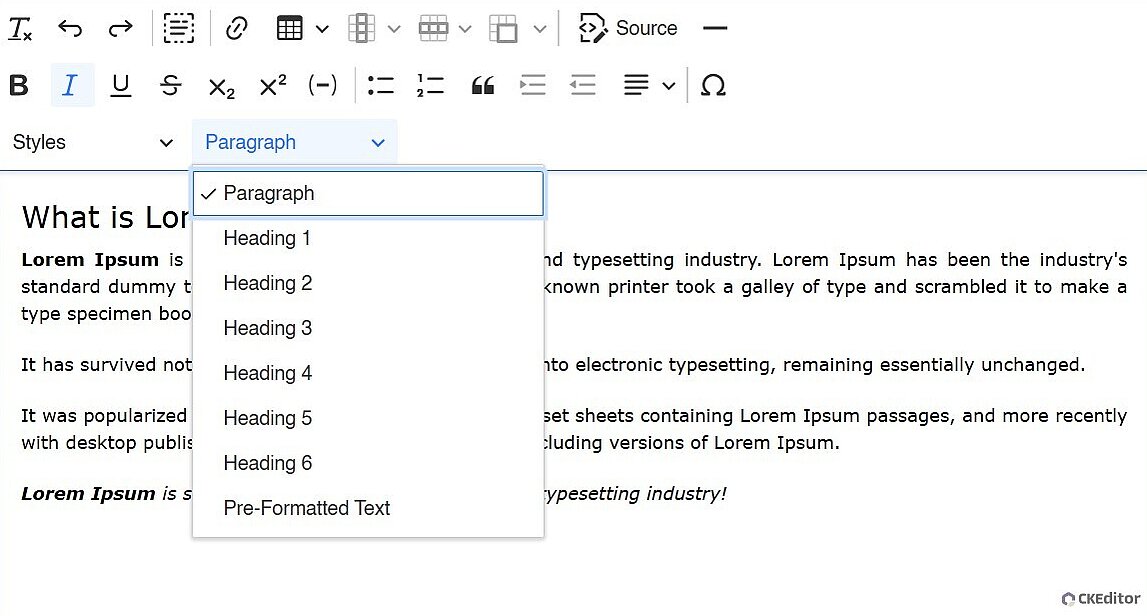 Heading structure-RTE