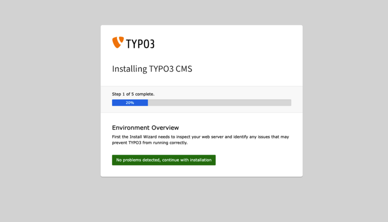 Start TYPO3 installation Start TYPO3 installation