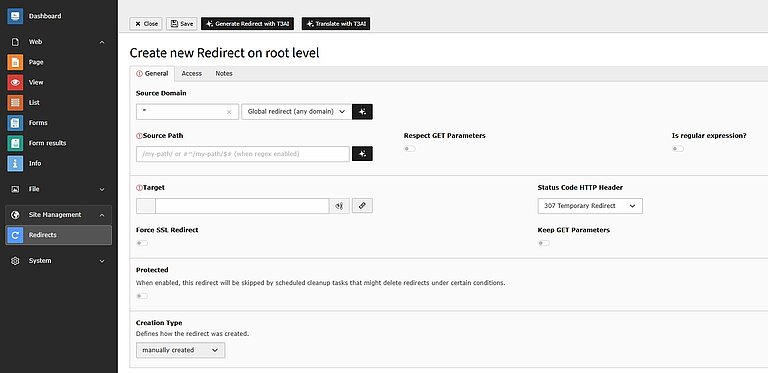 How to set up a redirect in TYPO3 How to set up a redirect in TYPO3
