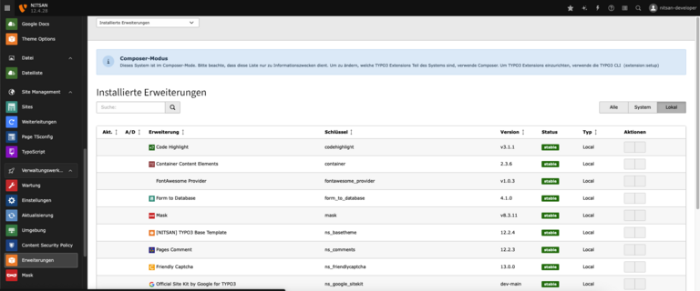 TYPO3 Extension Manager TYPO3 Extension Manager