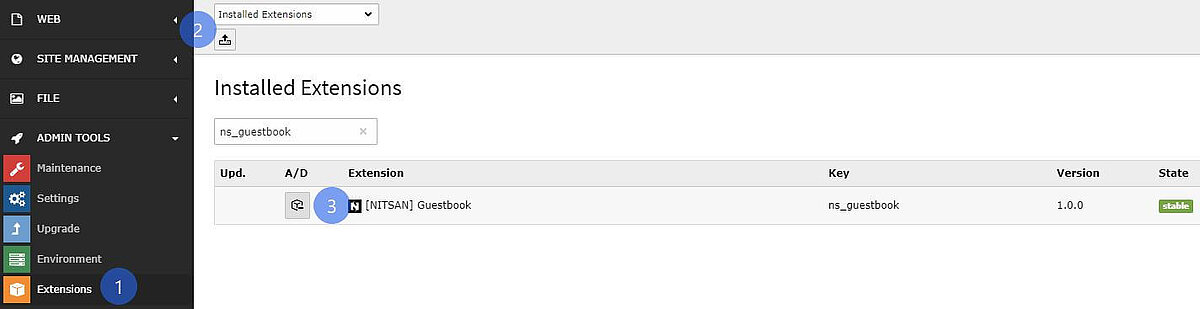 Back-end view after plug-in installation