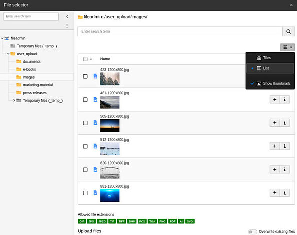 TYPO3 v12.3 Element Browser Funktion