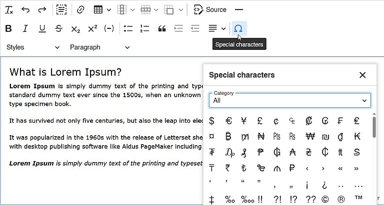 Special character-RTE Special character-RTE