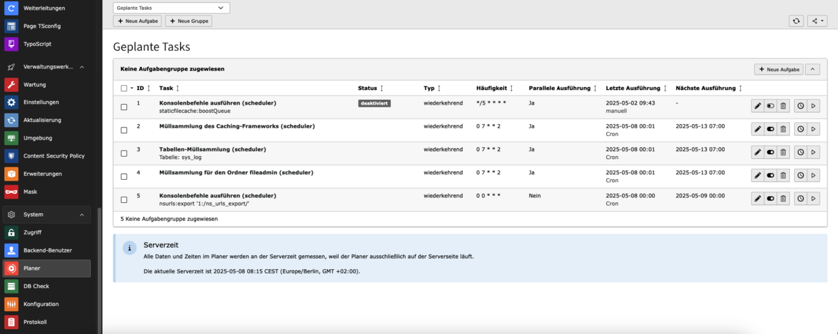 Das TYPO3 Scheduler-Tool