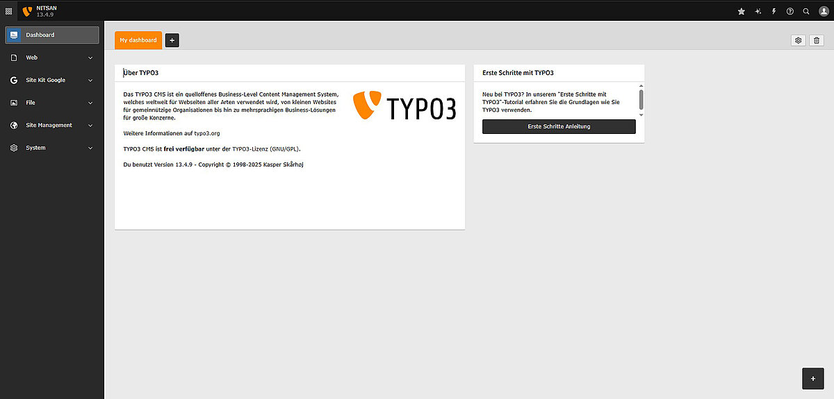 TYPO3 backend interface