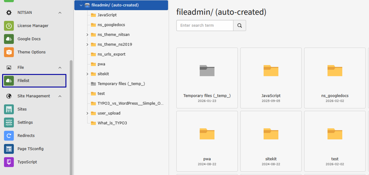 Medien und Dateien in TYPO3 Verwalten