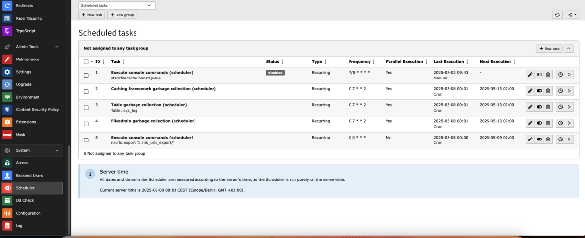 The TYPO3 scheduler tool