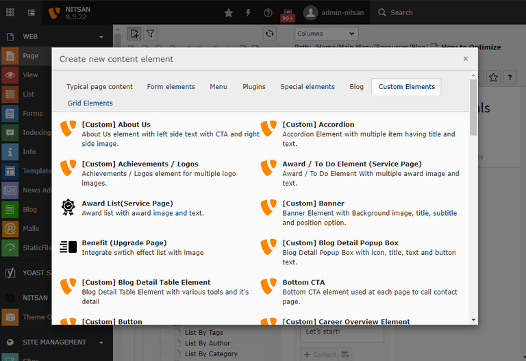 TYPO3 Content elements TYPO3 Content elements