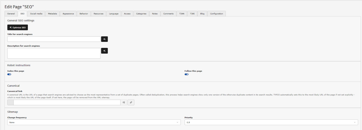 SEO im TYPO3 Backend