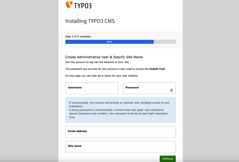 Create admin account Create admin account