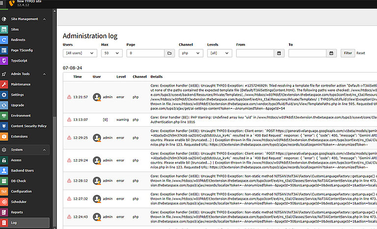 Check system error logs Check system error logs