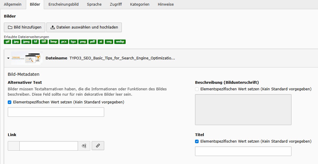 Alt Text für Bilder
