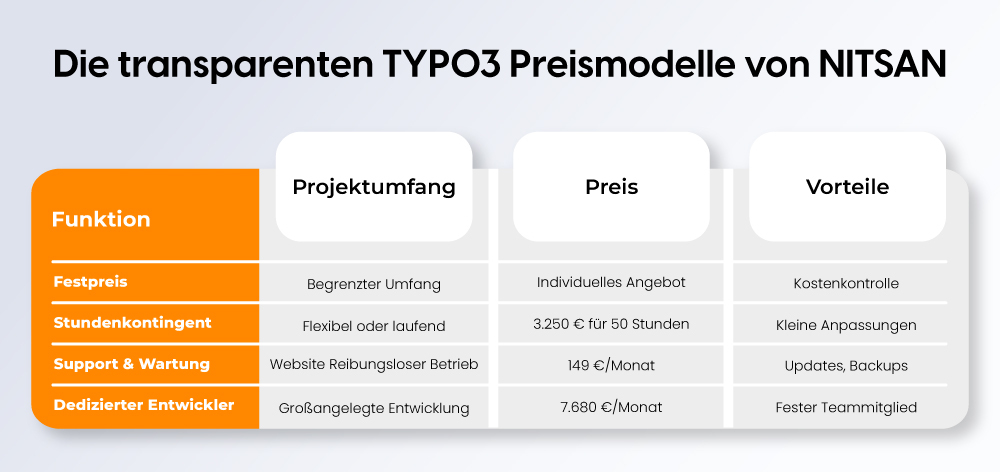 Die transparenten TYPO3 Preismodelle von NITSAN