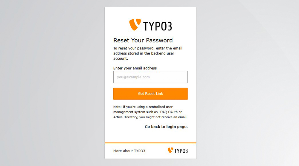 Zurücksetzen eines vergessenen TYPO3-Passworts Zurücksetzen eines vergessenen TYPO3-Passworts