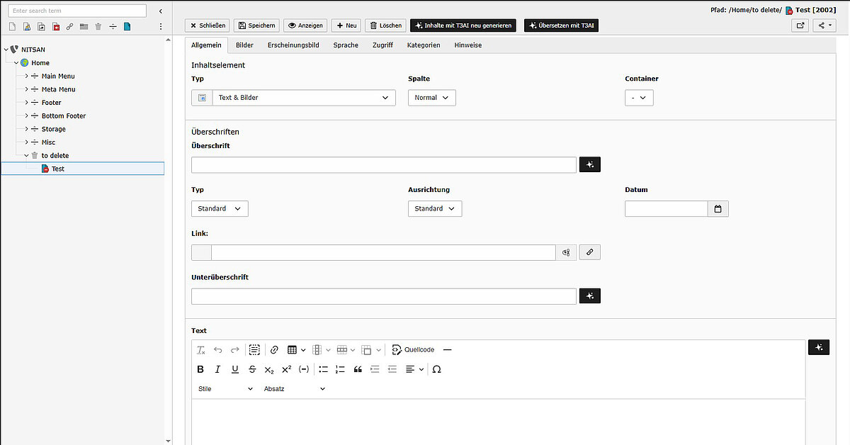 Bearbeitest Website-Inhalte im TYPO3 Backend