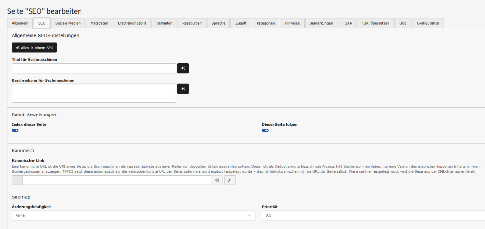 SEO im TYPO3 Backend