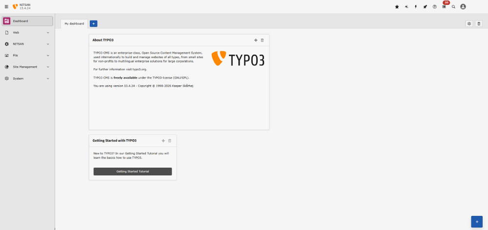 TYPO3 Backend Interface