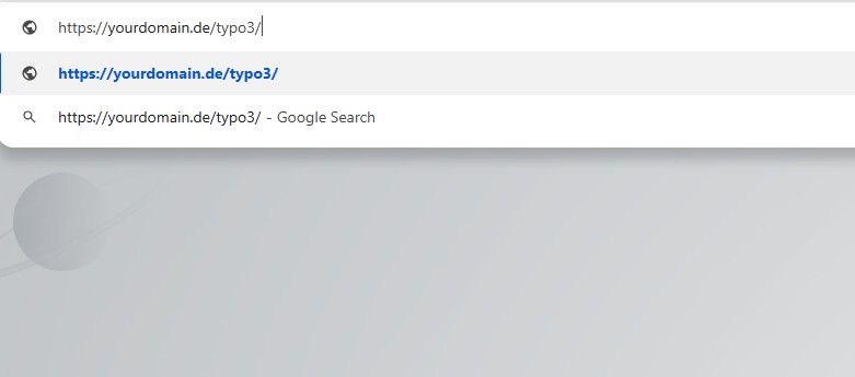 TYPO3 backend login URL