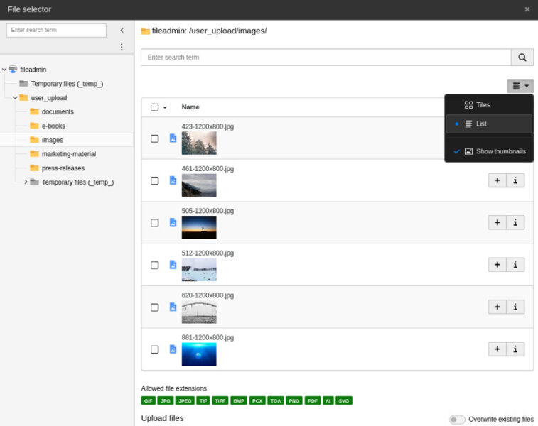 TYPO3 v12.3 Element Browser Function TYPO3 v12.3 Element Browser Function