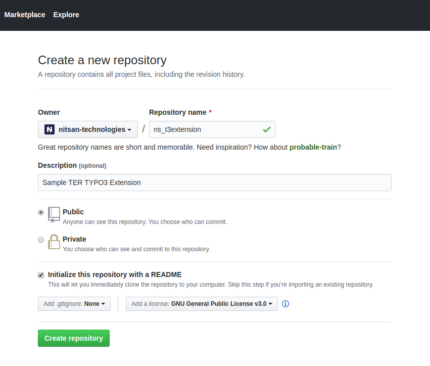 Create a new repository