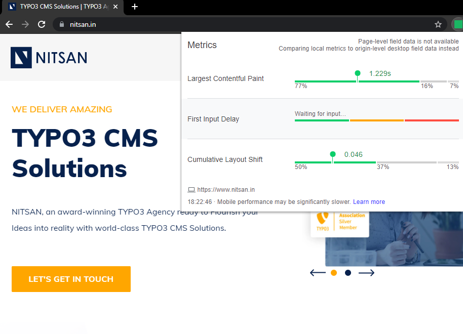NITSANs zentrale Web-Vitalberichte