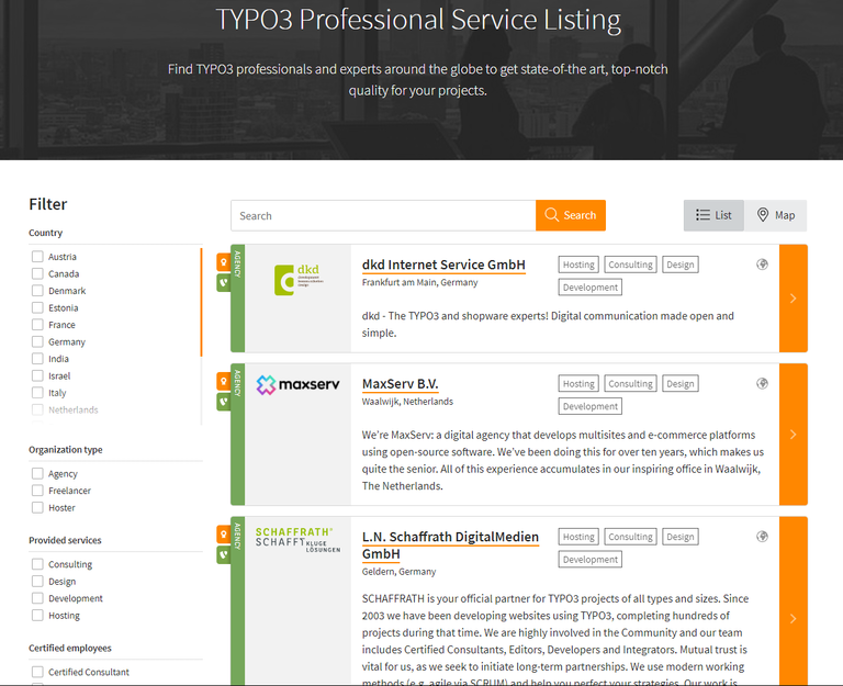 Die TYPO3 Gemeinschaft hat das TYPO3 Professional Service Listing Programm Die TYPO3 Gemeinschaft hat das TYPO3 Professional Service Listing Programm