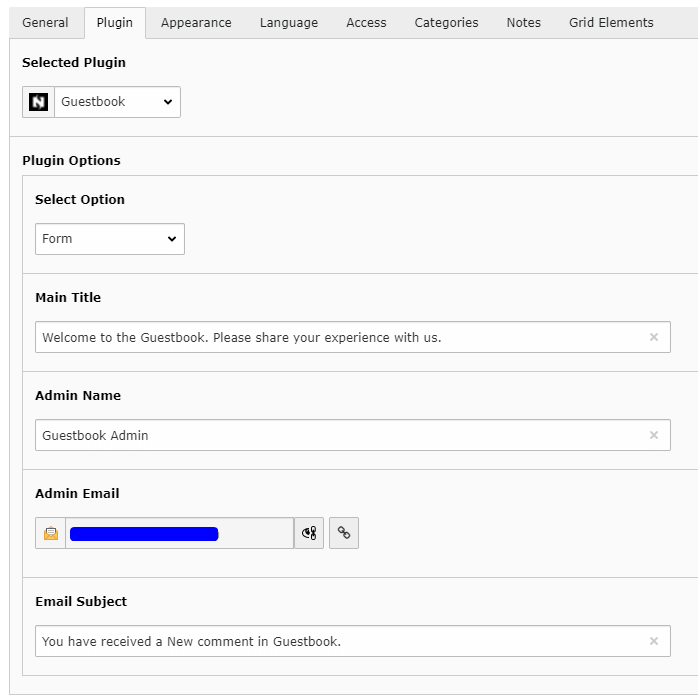 Add Guestbook plugins in backend Add Guestbook plugins in backend